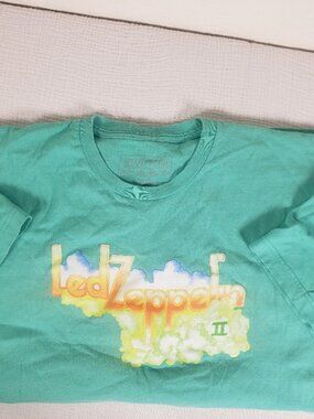 Led Zeppelin II Band Tee Green Graphic Shirt Adult 2XL